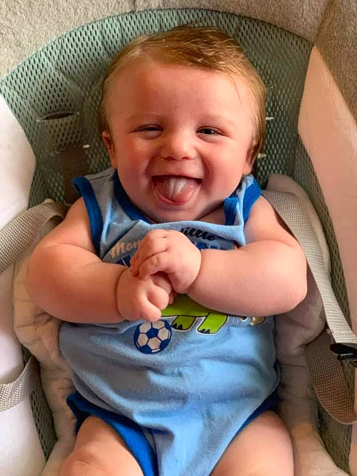 Aden joined the competition — help win amazing prizes! azure, baby, baby_toddler_clothing, blue, cheek, comfort, eye, face, facial_expression, finger, hairstyle, happy, head, iris, mouth, organ, person, skin, smile, thumb