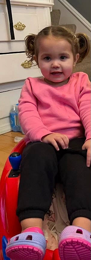 Alyvia joined the competition — help win amazing prizes! baby, baby_products, baby_toddler_clothing, cheek, child, eye, fun, happy, joy, knee, lap, magenta, nose, person, play, room, sitting, skin, sleeve, t_shirt