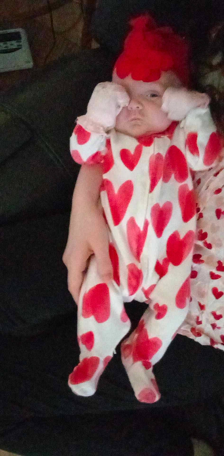 Jessica joined the competition — help win amazing prizes! baby, baby_products, baby_toddler_clothing, carmine, child, comfort, event, fur, hat, headwear, holiday, human_body, human_leg, leg, linens, pattern, person, pink, sleeve, textile