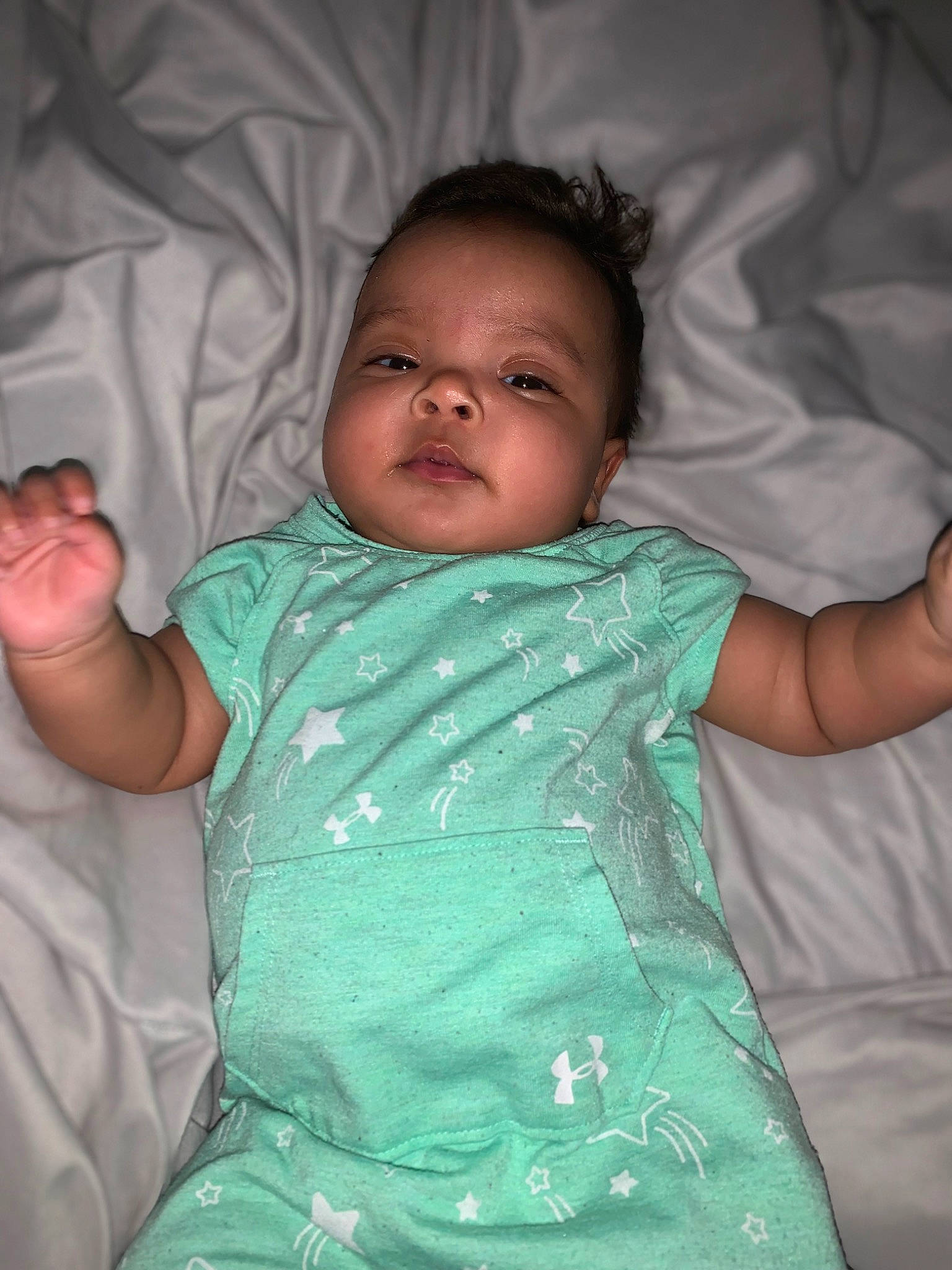 Honesty is registered to the contest to win money with this photo: baby, cheek, chin, comfort, eye, facial_expression, finger, gesture, hand, happy, head, iris, joint, mouth, nose, person, shoulder, skin, sleeve, textile