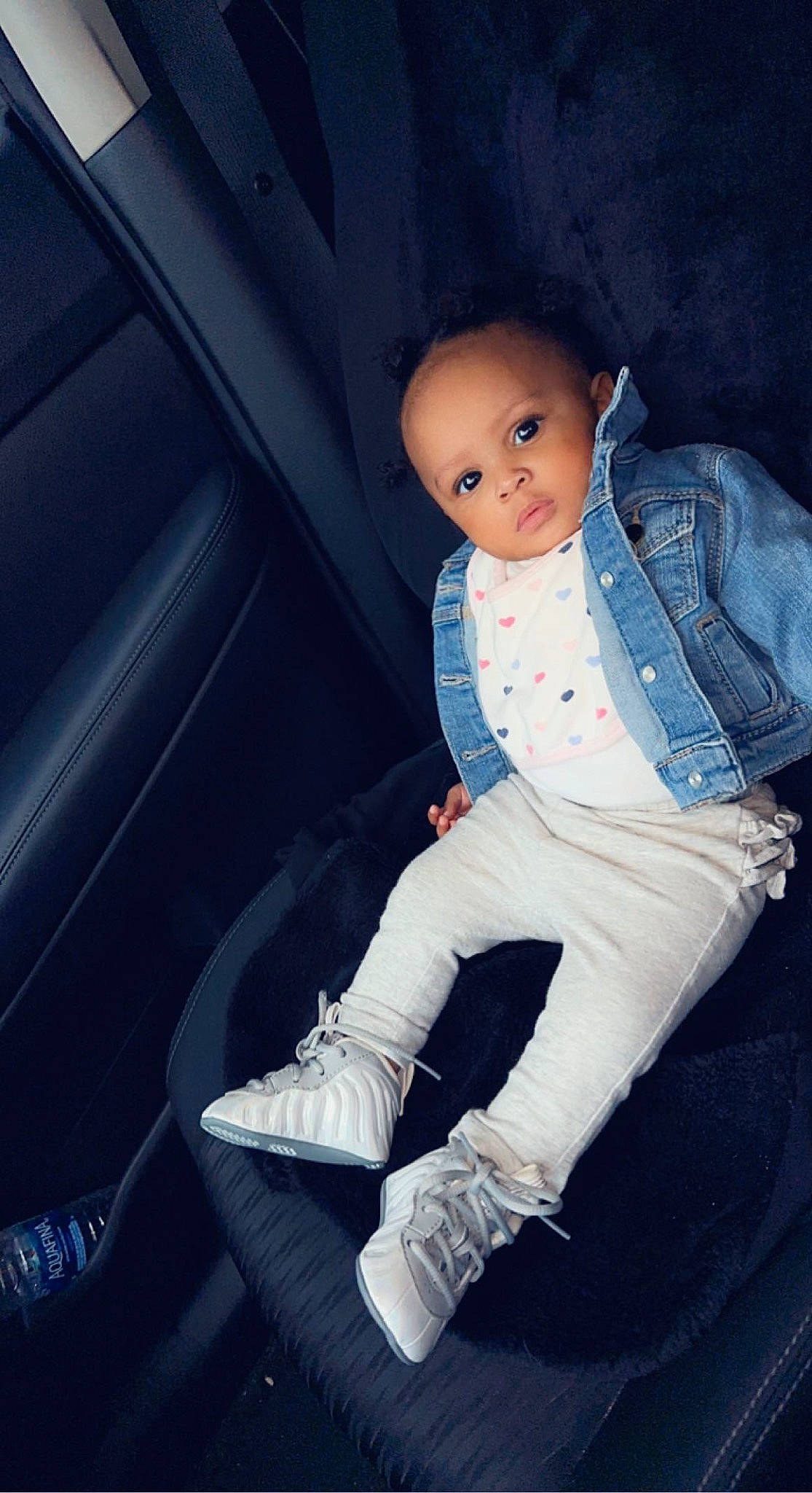 Malia Mae joined the competition — help win amazing prizes! automotive_design, baby, baby_toddler_clothing, car, car_seat, car_seat_cover, comfort, denim, electric_blue, family_car, flash_photography, fun, human_leg, knee, leg, person, personal_luxury_car, sitting, thigh, toddler