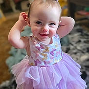 Stella joined the competition — help win amazing prizes! toddler, child, birthday_crown, purple_tutu, butterfly_pattern, smiling, indoor, cute, playful, happy, dress, baby, person, celebration, kneeling, headwear, crown, fashion, portrait, young_child