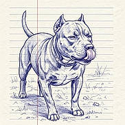 Glemer joined the competition — help win amazing prizes! animal, artwork, collar, crosshatch, detailed, dog, ears, face, four_legs, illustration, licking, lined_paper, muscular, notebook, paper_texture, pen_drawing, sketch, standing, tail, tongue