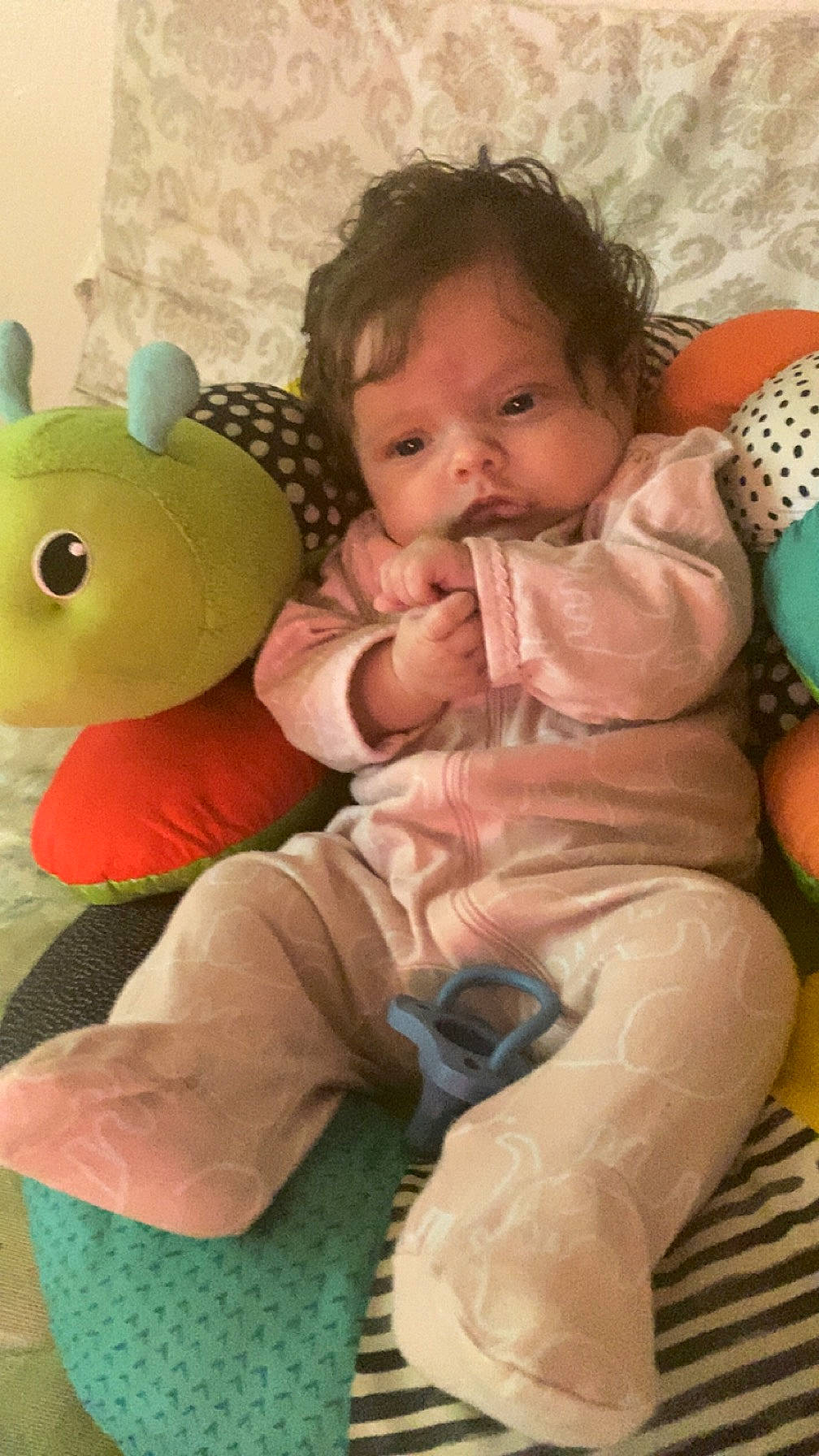 Remington joined the competition — help win amazing prizes! baby, baby_toddler_clothing, cheek, child, comfort, eye, face, facial_expression, finger, fun, happy, head, human_body, interaction, nose, person, pink, skin, textile, toddler