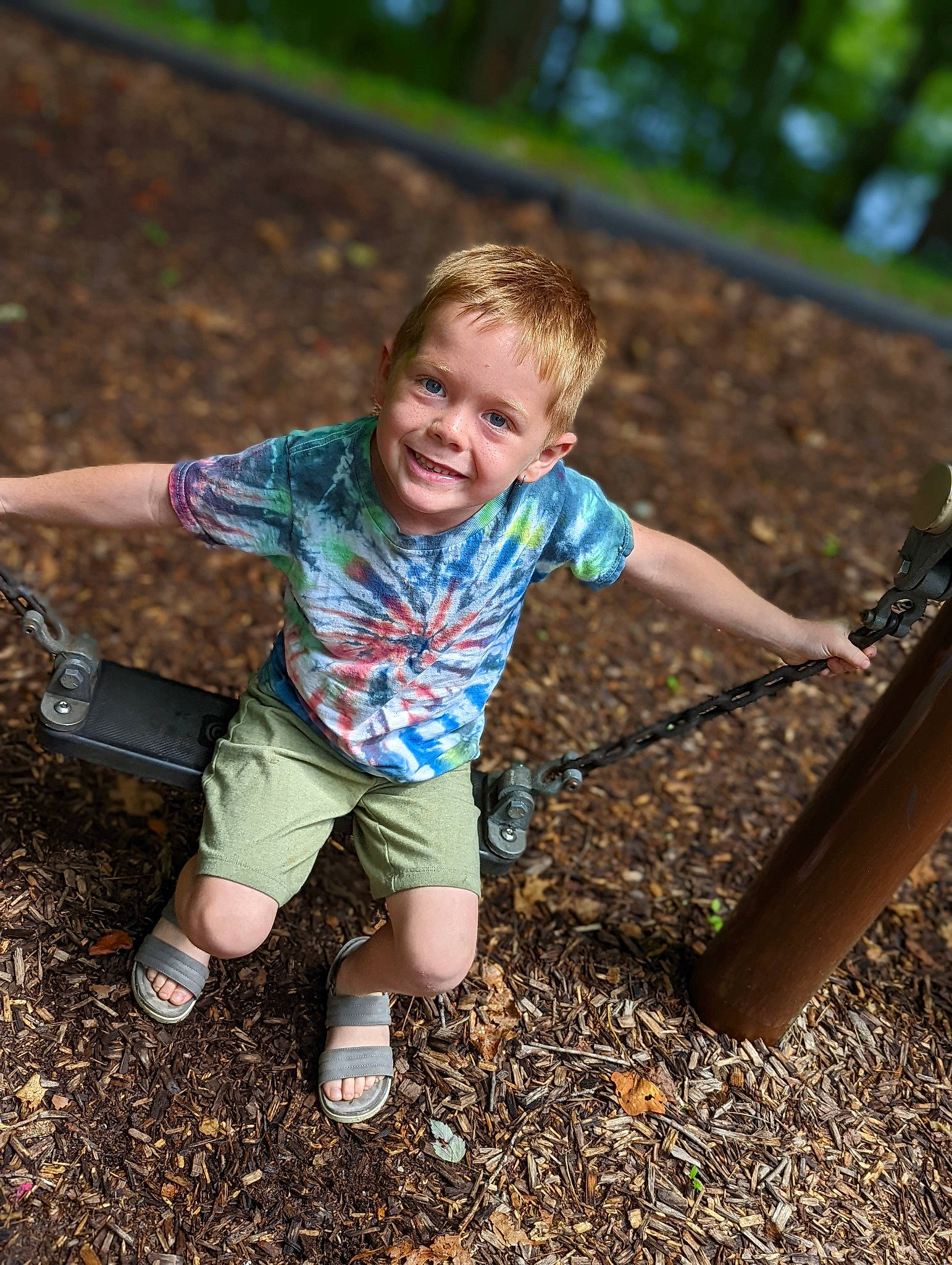 Keaton joined the competition — help win amazing prizes! child, flash_photography, fun, grass, happy, joy, leisure, outdoor_play_equipment, people_in_nature, person, recreation, shorts, smile, sneakers, standing, sunlight, t_shirt, tints_and_shades, toddler, tree
