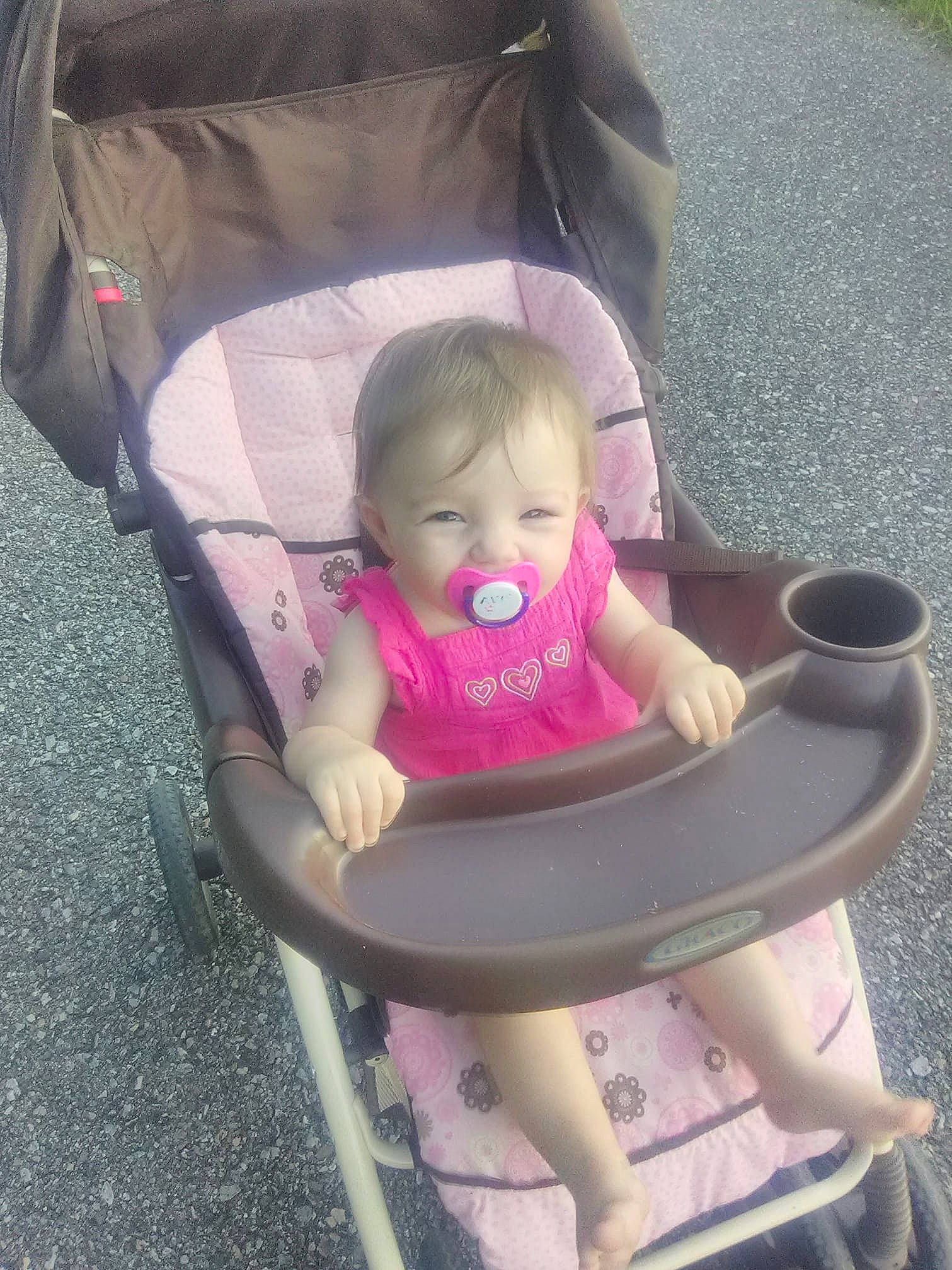 Cierra is registered to the contest to win money with this photo: baby, baby_carriage, baby_products, car_seat, chair, child, doll, furniture, joy, person, pink, play, product, sitting, skin, toddler, toy