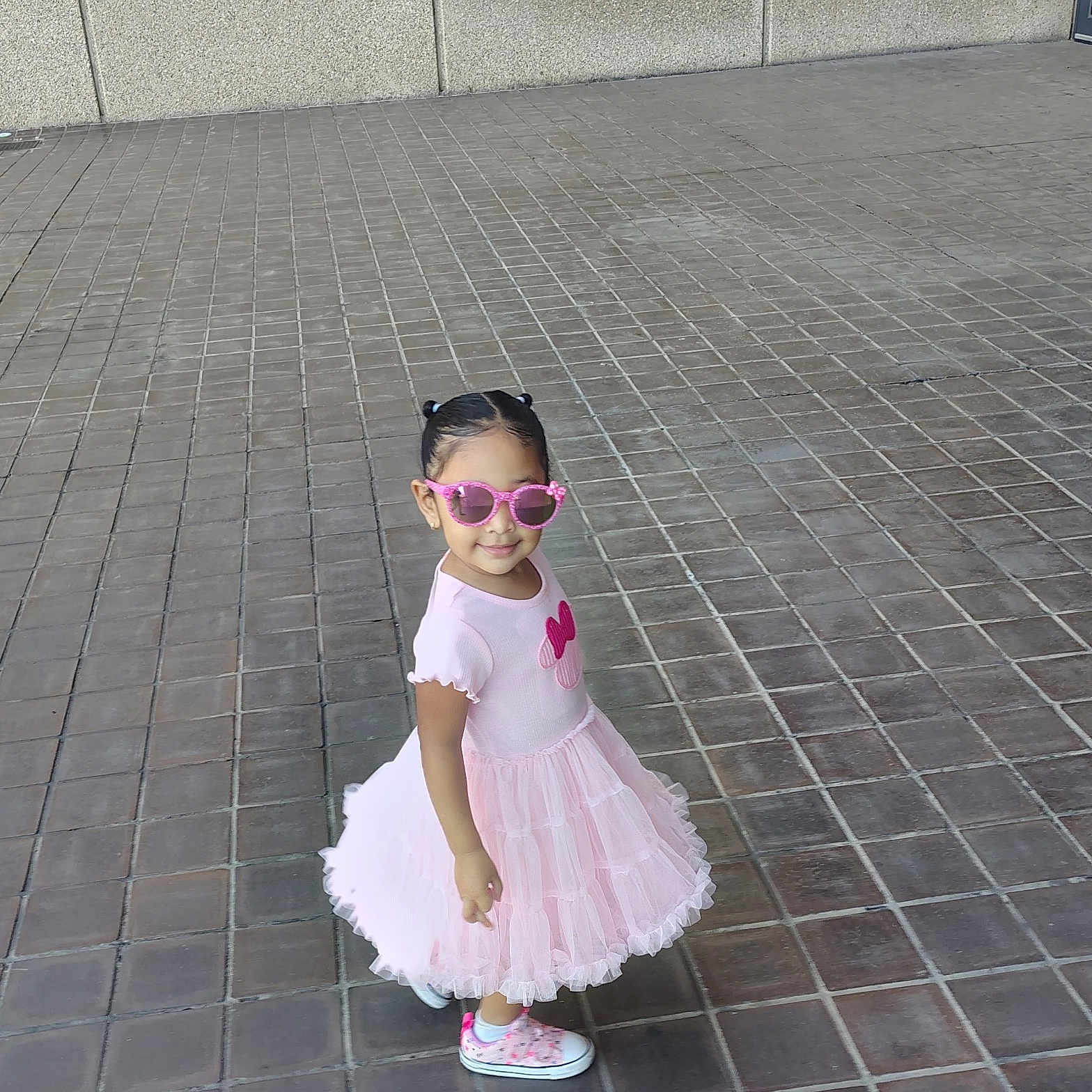 Emily joined the competition — help win amazing prizes! accessories, child, clothing, dress, face, female, flagstone, footwear, formalwear, girl, glasses, head, path, person, photography, portrait, shoe, skirt, sunglasses, walkway