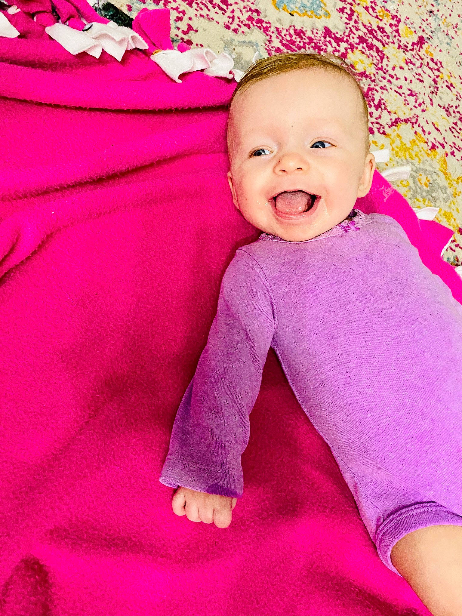 Macy joined the competition — help win amazing prizes! baby, baby_toddler_clothing, cheek, child, child_model, facial_expression, happy, magenta, person, pink, red, skin, smile, textile, toddler