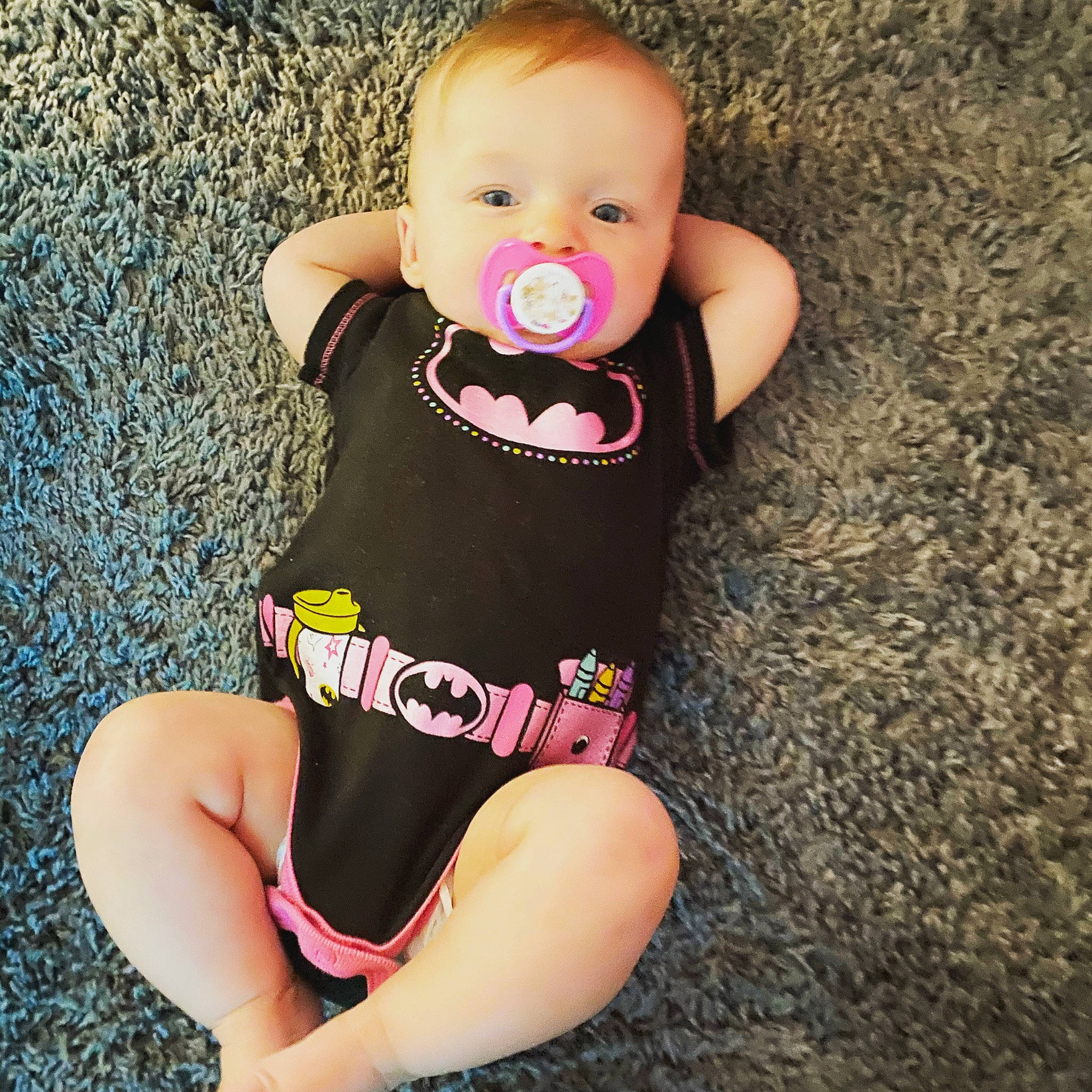 Macy joined the competition — help win amazing prizes! baby, baby_products, baby_toddler_clothing, child, joint, leg, leotard, lip, one_piece_swimsuit, person, pink, product, skin, sleeve, swimwear, thigh, toddler