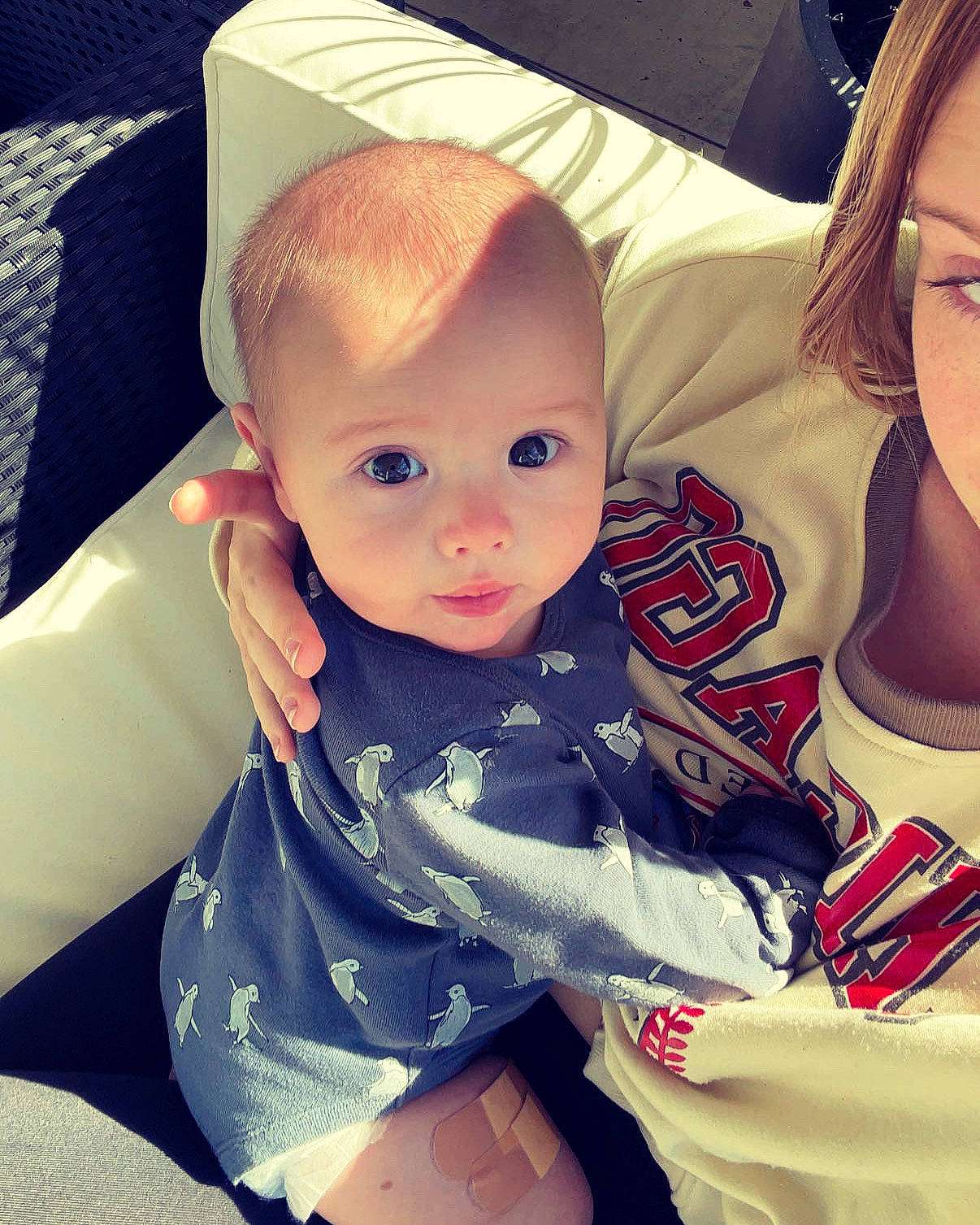 Colton joined the competition — help win amazing prizes! baby, baby_toddler_clothing, blond, cheek, child, comfort, cool, doll, fictional_character, happy, iris, lap, mouth, person, product, sitting, skin, sleeve, t_shirt, toddler