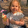 Inaya a rejoint le concours — aidez-le/la à gagner de superbes lots ! child, girl, ice_cream, stroller, outdoor, sunlight, curly_hair, leopard_print_shirt, denim_skirt, happy, summer, park, people, family, nature, daytime, food, sweet, smile, casual_clothing