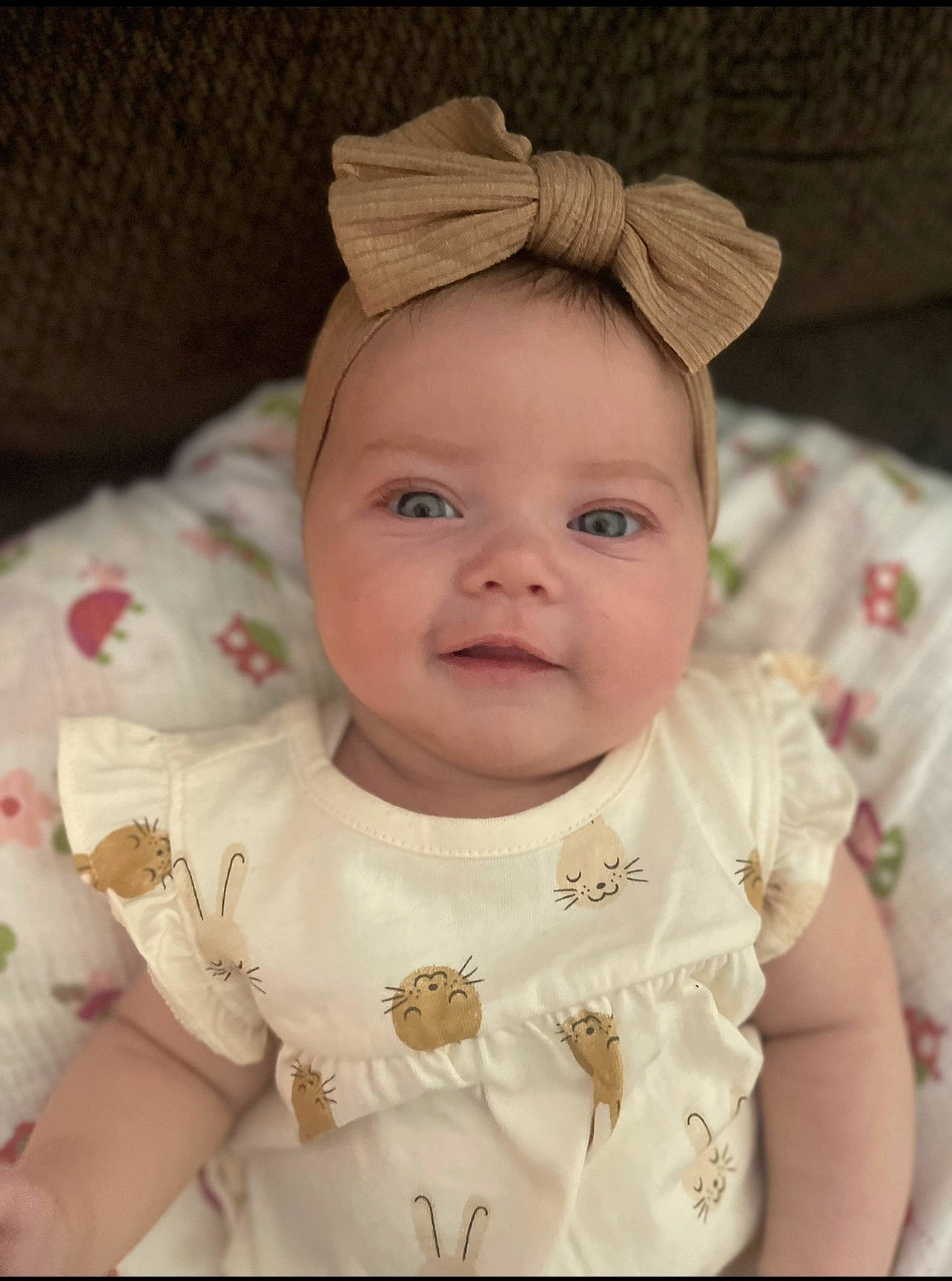 Charlee joined the competition — help win amazing prizes! baby, baby_toddler_clothing, cheek, child, costume_hat, embellishment, eye, eyebrow, facial_expression, fashion_accessory, flash_photography, hair_accessory, happy, headpiece, iris, lip, person, skin, sleeve, smile