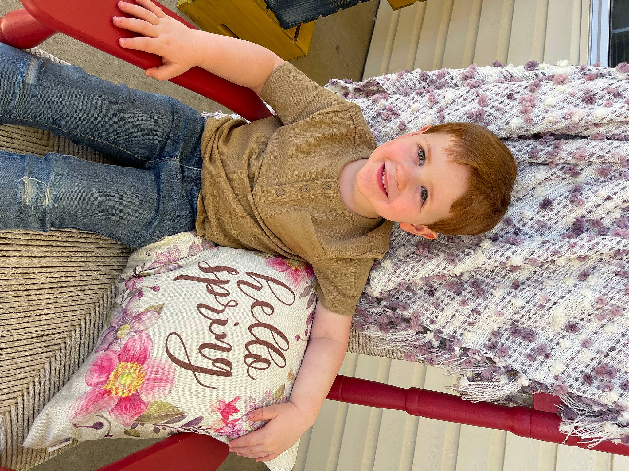 Kenton joined the competition — help win amazing prizes! child, comfort, couch, denim, finger, flooring, fun, handwriting, happy, human_leg, joy, lap, leisure, linens, pattern, person, room, sitting, smile, t_shirt
