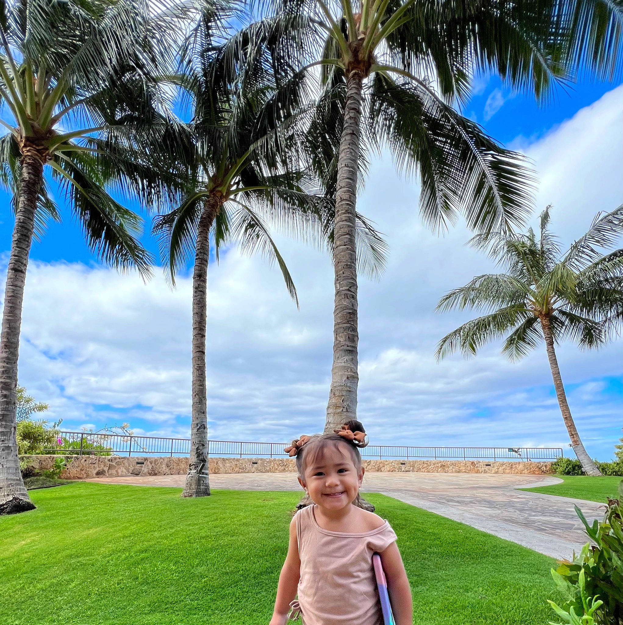 Kylea joined the competition — help win amazing prizes! arecales, azure, blue, body_of_water, botany, cloud, coastal_and_oceanic_landforms, daytime, green, happy, joy, nature, people_in_nature, person, photograph, plant, sky, smile, travel, tree