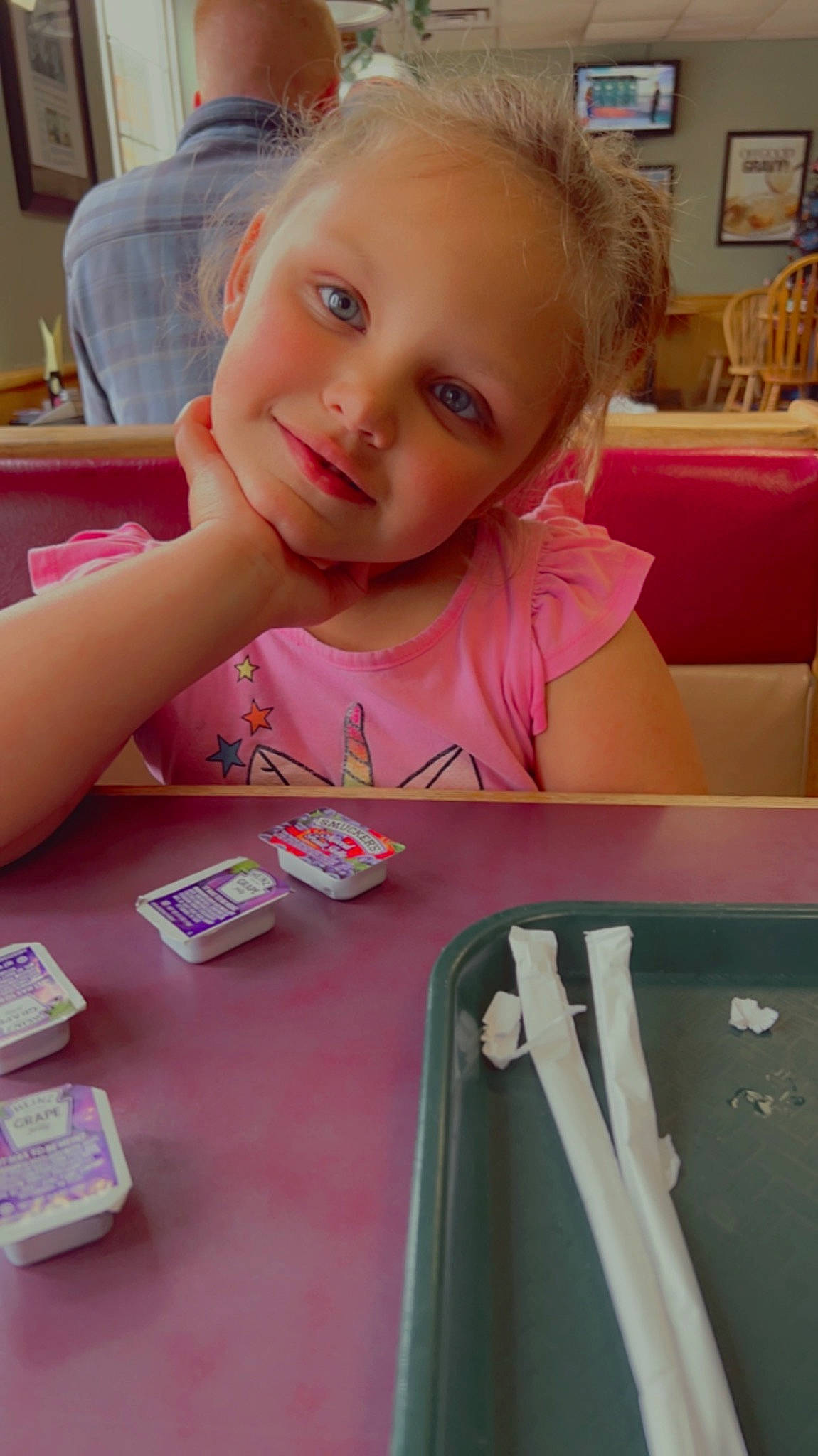 Allie joined the competition — help win amazing prizes! baby, baby_toddler_clothing, beauty, cheek, child, desk, eyelash, finger, fun, happy, joy, person, pink, play, room, sharing, skin, smile, t_shirt, table