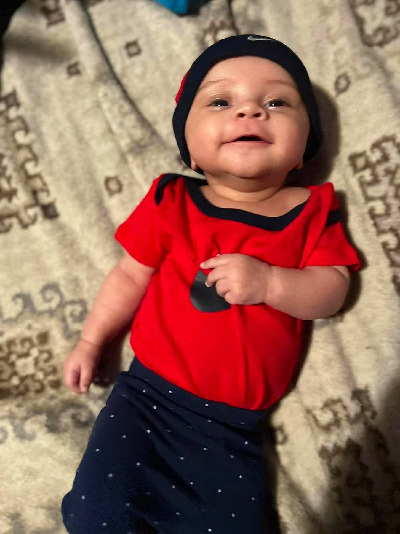 Kaidence joined the competition — help win amazing prizes! baby_toddler_clothing, black, cool, face, flash_photography, gesture, hand, happy, head, headwear, human_body, neck, person, photograph, skin, sleeve, smile, t_shirt, toddler, waist