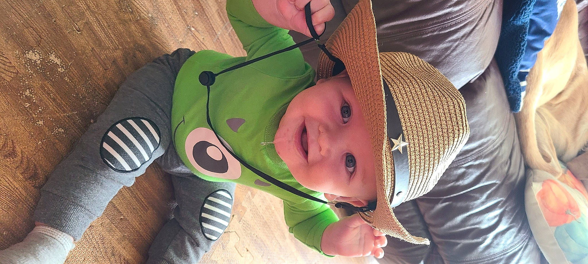 Brady joined the competition — help win amazing prizes! baby, baby_carriage, baby_products, baby_toddler_clothing, cap, cheek, child, eyelash, fashion_accessory, fun, grass, happy, hat, head, headgear, headwear, person, personal_protective_equipment, play, sun_hat