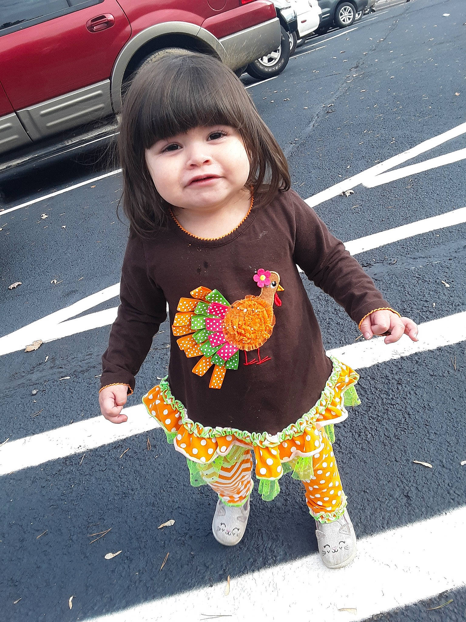 Adaline joined the competition — help win amazing prizes! car, child, dress, pattern, pedestrian, person, plant, shoe, snapshot, toddler, vehicle, yellow