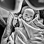 baby, black_and_white, blanket, child, comfort, cozy, cushion, cute, fabric, face, indoors, infant, newborn, pacifier, peaceful, portrait, seat, sleepy, soft_toy, wrapped