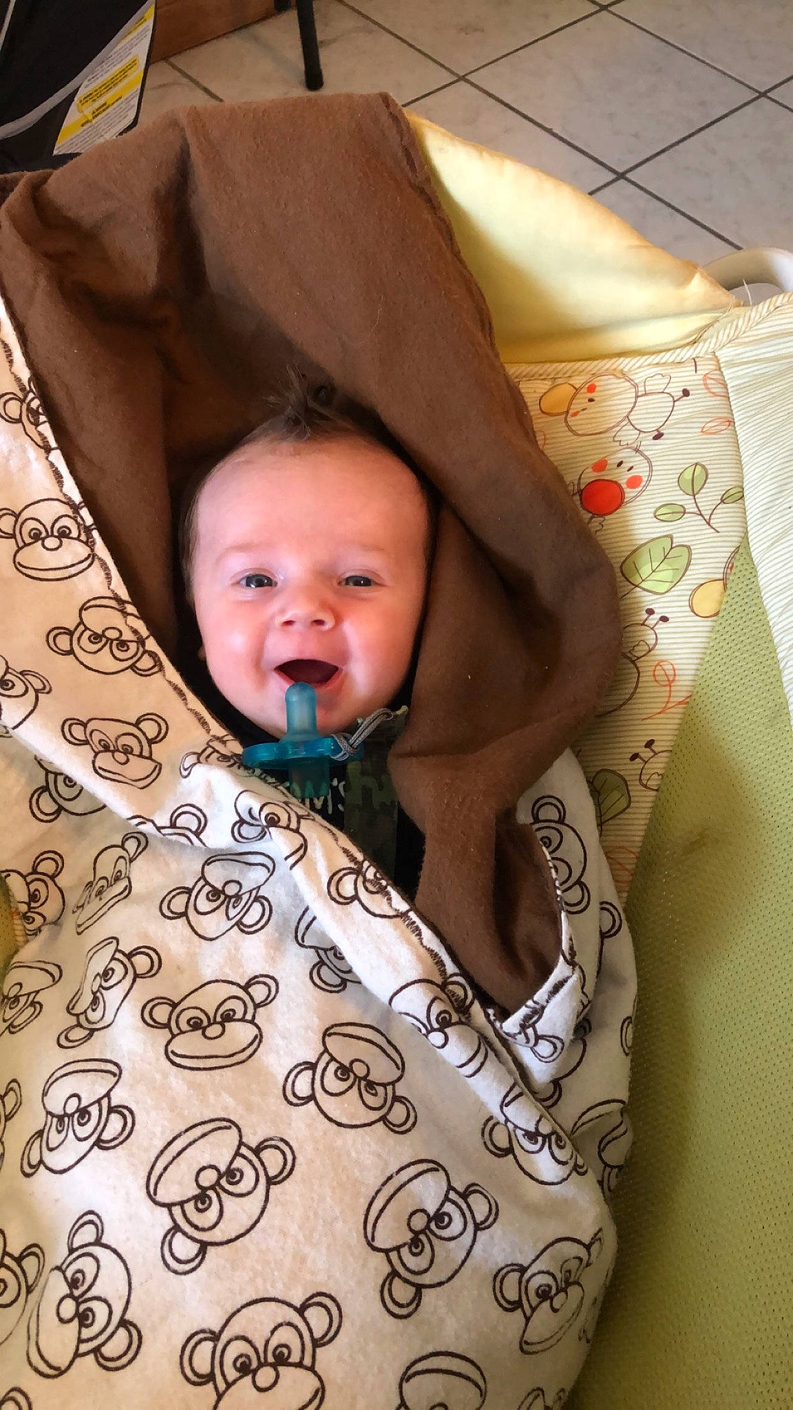 Greysen is registered to the contest to win money with this photo: baby, child, linens, person, toddler