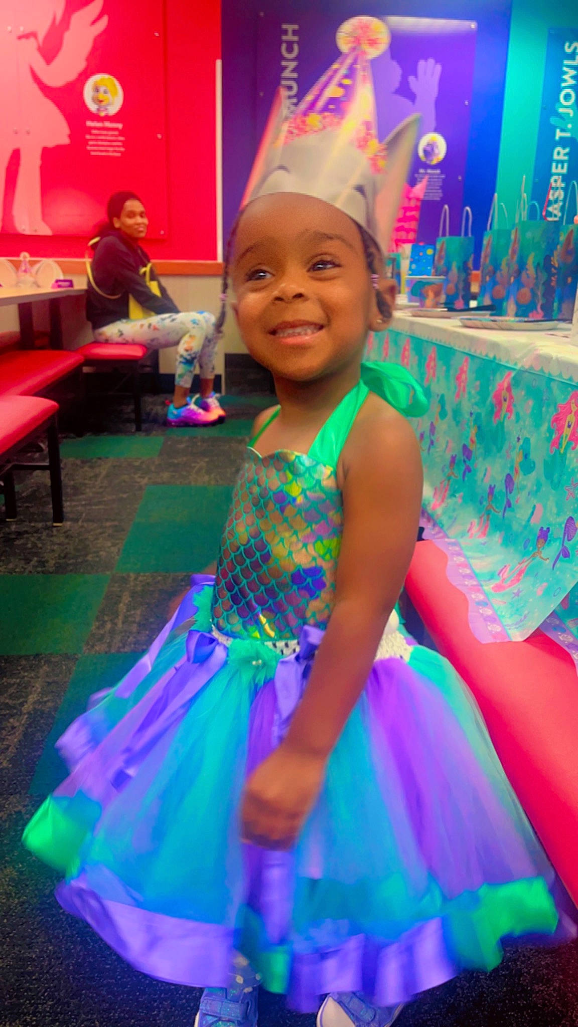 Chanel joined the competition — help win amazing prizes! beauty, child, electric_blue, entertainment, event, fun, happy, headwear, joy, leisure, lighting, magenta, party_hat, party_supply, performing_arts, person, pink, purple, recreation, smile