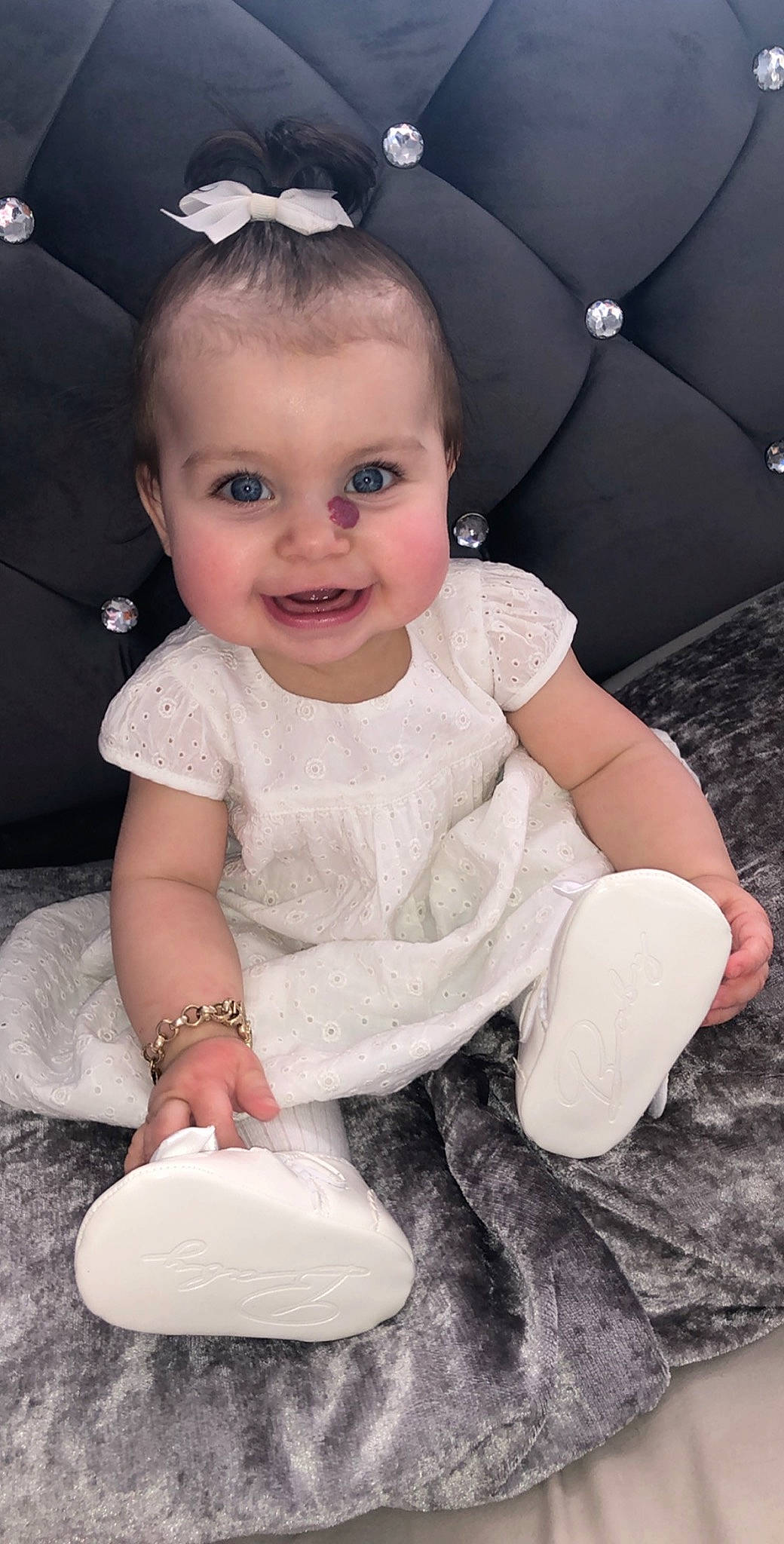 Ellie-mai joined the competition — help win amazing prizes! baby, cheek, child, leg, person, play, shoe, sitting, skin, smile, toddler