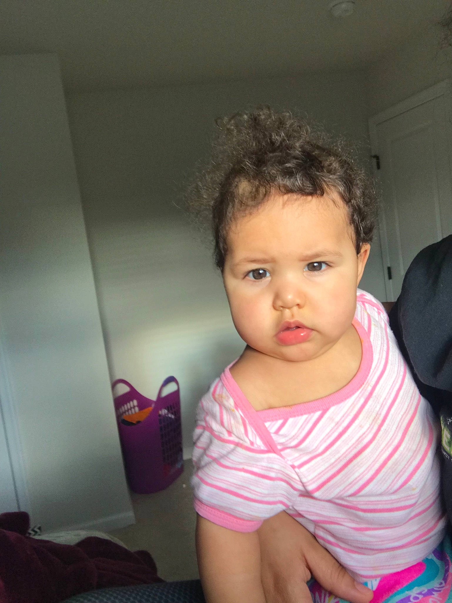 Madelynn joined the competition — help win amazing prizes! cheek, child, chin, day, eye, eyebrow, face, forehead, girl, hair, hairstyle, head, human_hair_color, infant, leg, nose, person, pink, sitting, skin