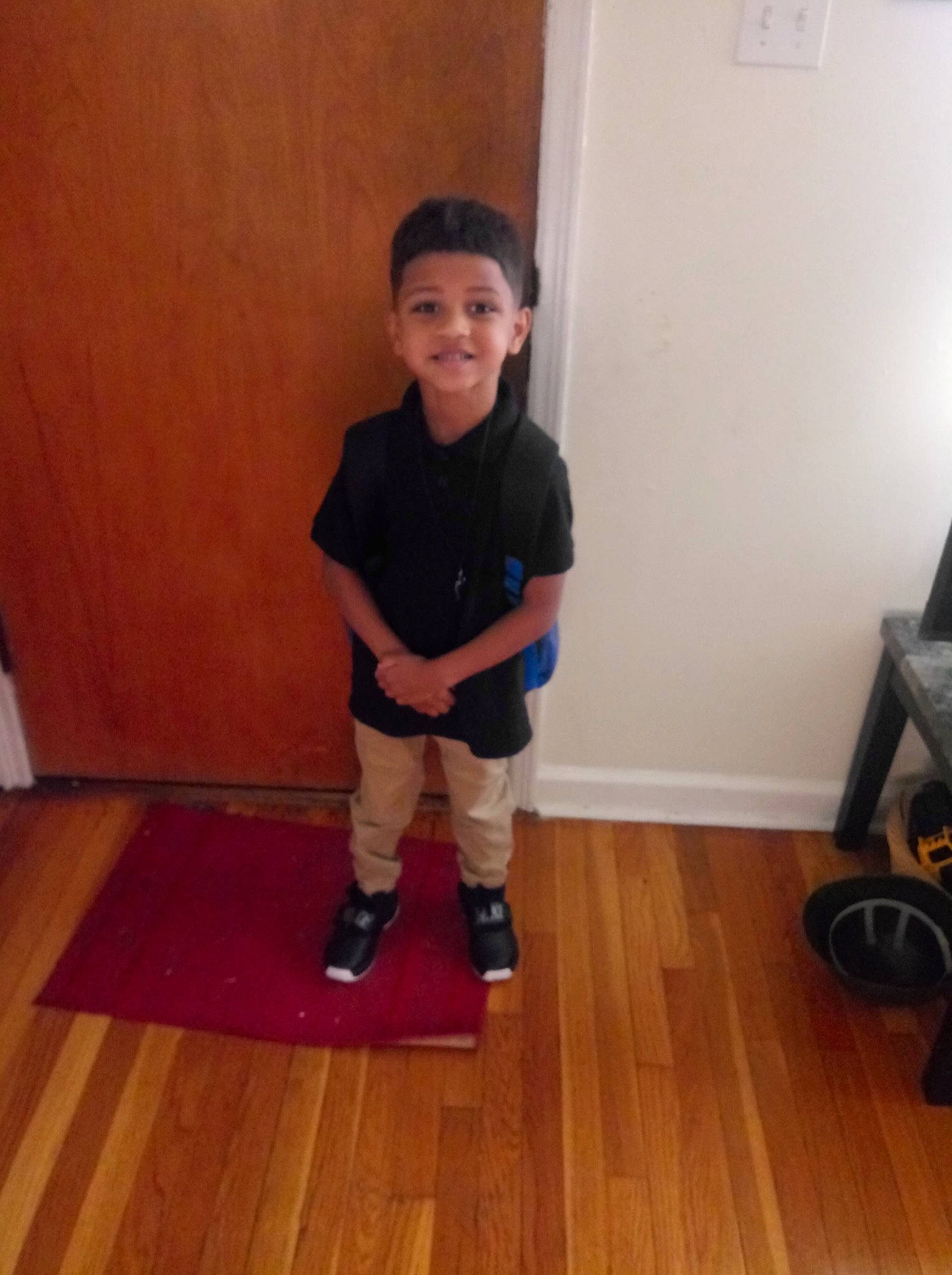 Jahlil joined the competition — help win amazing prizes! baby_toddler_clothing, floor, flooring, hardwood, joy, knee, laminate_flooring, leg, person, shorts, sleeve, smile, sock, standing, t_shirt, thigh, thumb, toddler, trunk, varnish