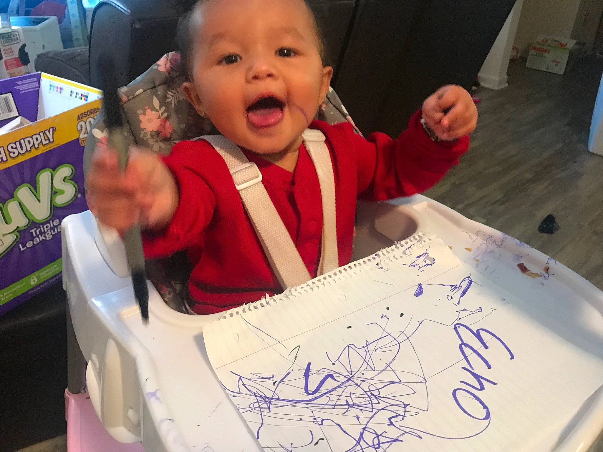 Echo is registered to the contest to win money with this photo: autograph, automotive_design, baby, baby_toddler_clothing, carmine, child, event, font, fun, handwriting, happy, logo, organ, person, photograph, signature, sleeve, smile, t_shirt, thumb