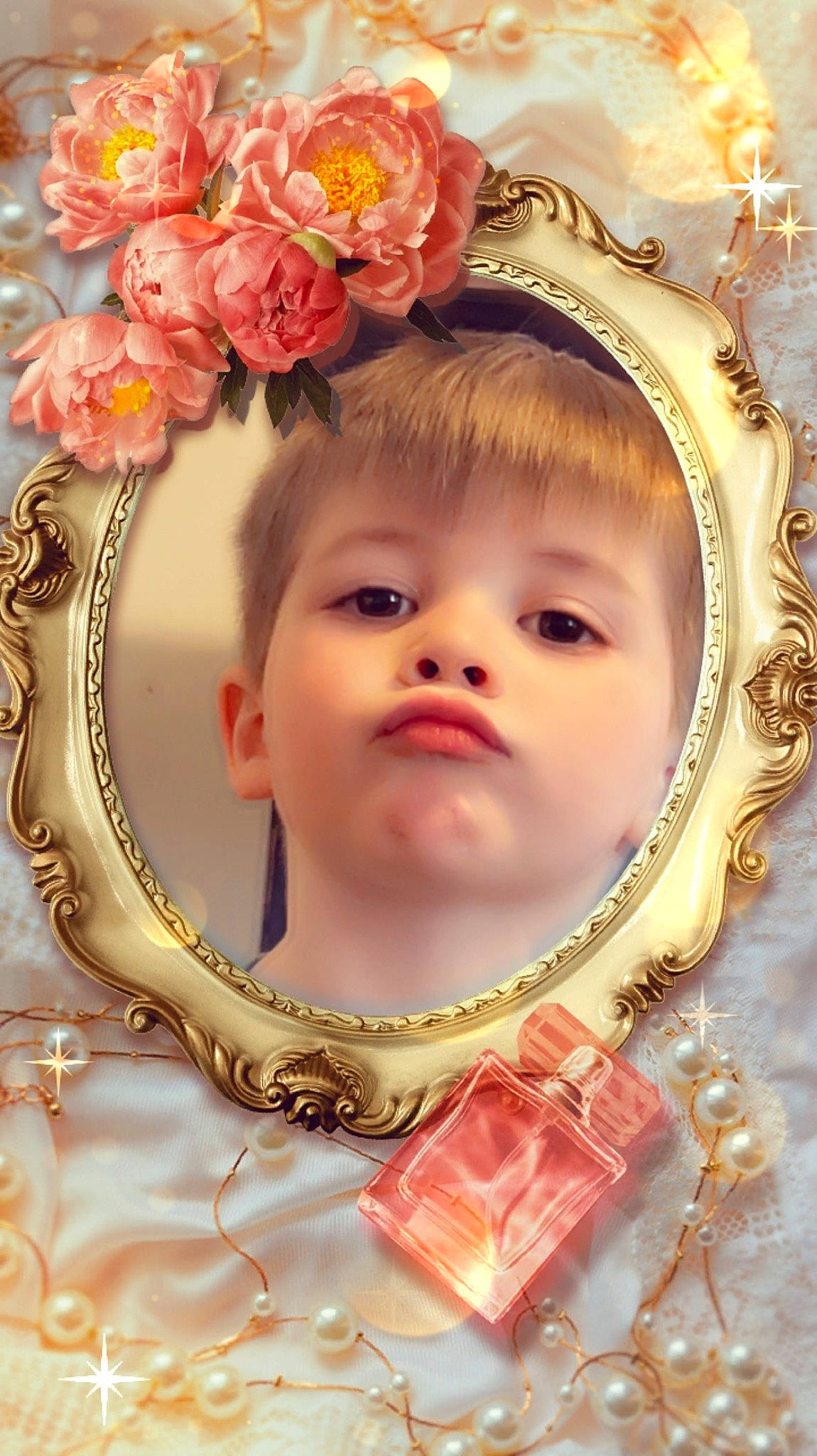Abel joined the competition — help win amazing prizes! baby, baby_toddler_clothing, beauty, cheek, child, chin, eye, eyebrow, eyelash, facial_expression, flower, hairstyle, happy, head, headgear, iris, jewellery, necklace, person, pink