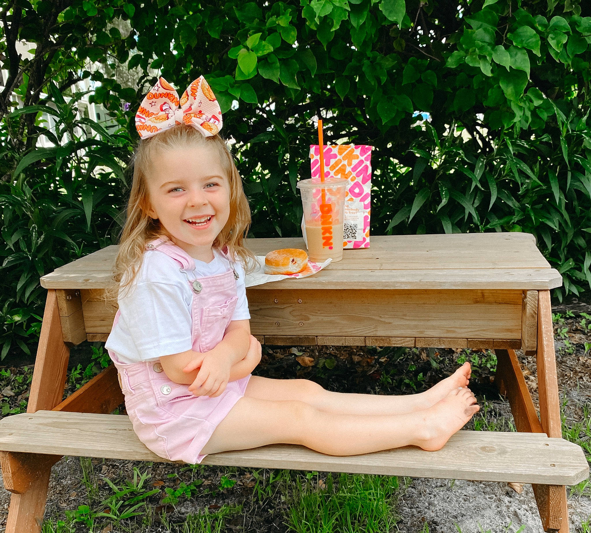 Melody Rose joined the competition — help win amazing prizes! baby_toddler_clothing, beauty, chair, clothing, dress, furniture, grass, green, happy, human_body, joy, leg, leisure, outdoor_furniture, people_in_nature, person, pink, plant, smile, summer