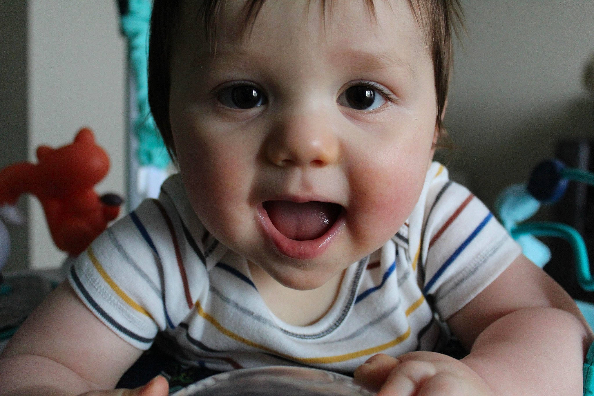 Jaxen joined the competition — help win amazing prizes! baby, baby_toddler_clothing, cheek, child, close_up, eyelash, facial_expression, finger, fun, happy, iris, lip, mouth, nose, person, photograph, skin, sleeve, smile, toddler