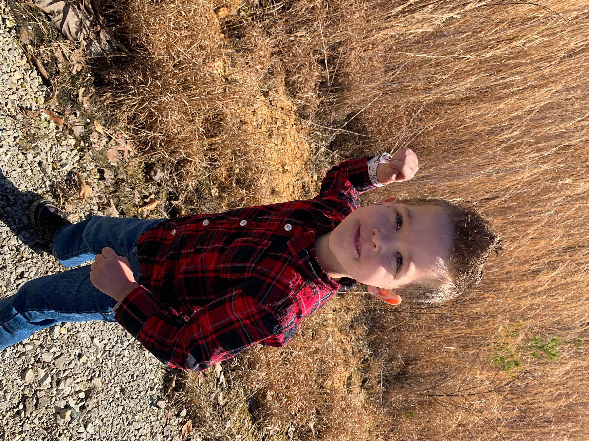 Kaiden joined the competition — help win amazing prizes! adaptation, child, fun, grass, grass_family, grassland, happy, landscape, pattern, people_in_nature, person, plaid, play, prairie, shadow, soil, sunlight, tartan, toddler, tree