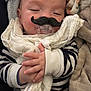 Jassim a rejoint le concours — aidez-le/la à gagner de superbes lots ! adorable, baby, blanket, child, closeup, comfort, cozy, cute, expression, face, hands, indoors, infant, mustache, nap, pacifier, sleeping, soft_toys, striped_sweater, wrapped