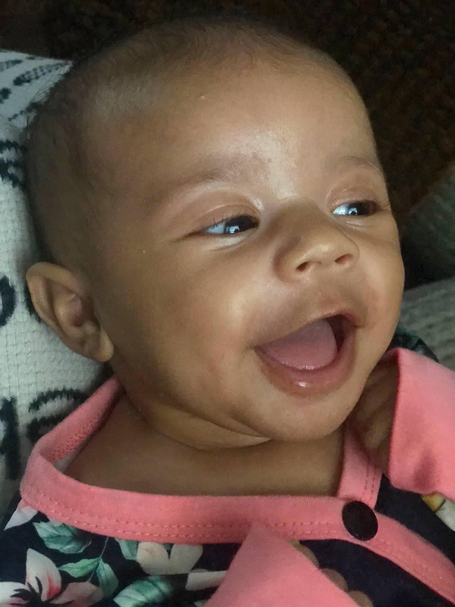 Noah is registered to the contest to win money with this photo: baby, baby_toddler_clothing, cheek, ear, eye, eyebrow, eyelash, forehead, fun, happy, iris, jaw, lip, mouth, nose, person, skin, smile, toddler, tongue