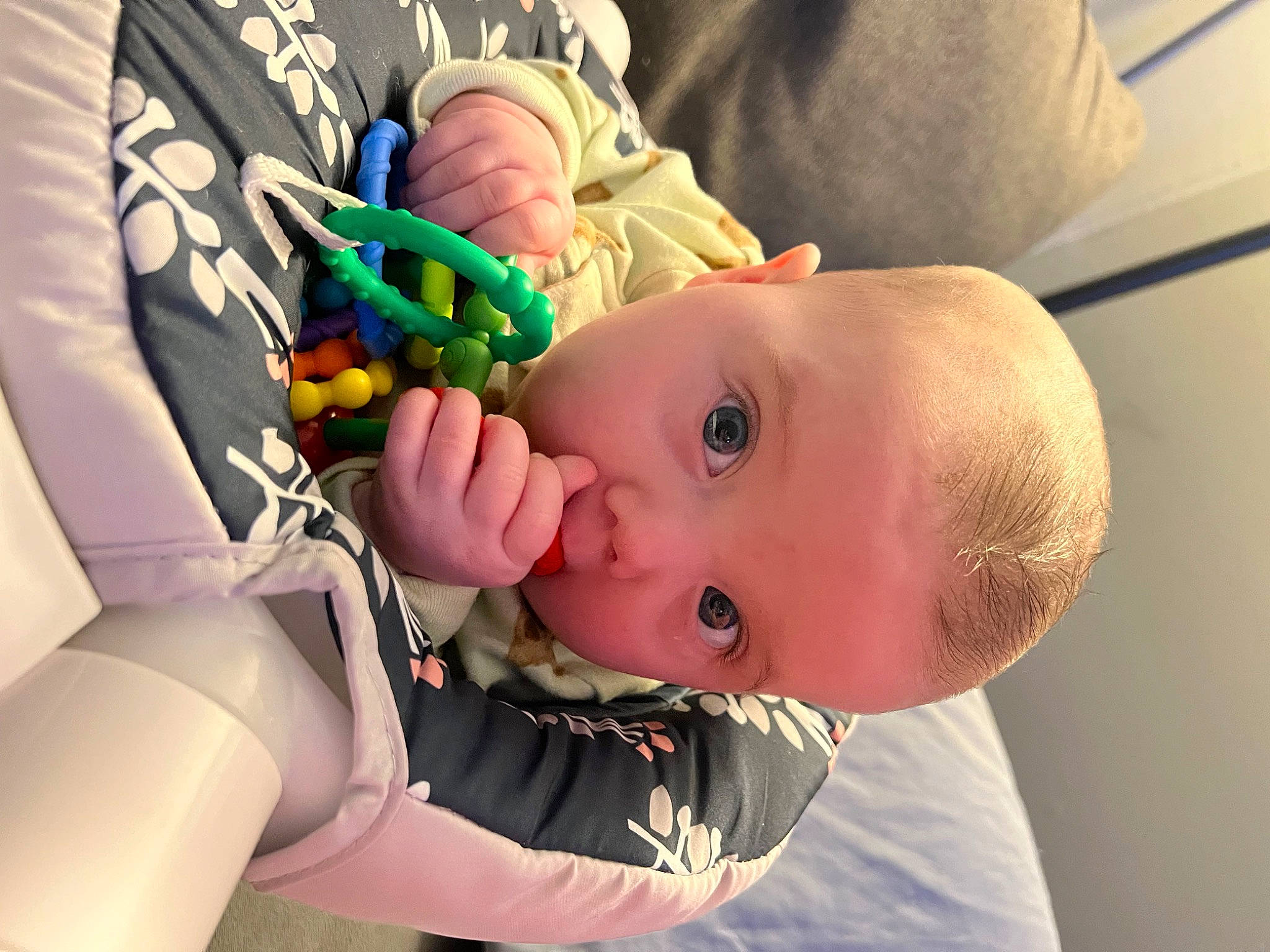 Skyler is registered to the contest to win money with this photo: baby, baby_products, baby_toddler_clothing, cheek, ear, eye, eyebrow, eyelash, finger, fun, gesture, happy, iris, mouth, nail, neck, nose, person, skin, textile