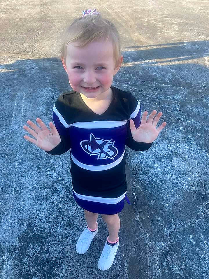 Ava is registered to the contest to win money with this photo: arm, asphalt, baby_toddler_clothing, blue, cool, electric_blue, eye, fun, grass, hair, happy, head, joy, pattern, person, shorts, sleeve, smile, standing, t_shirt