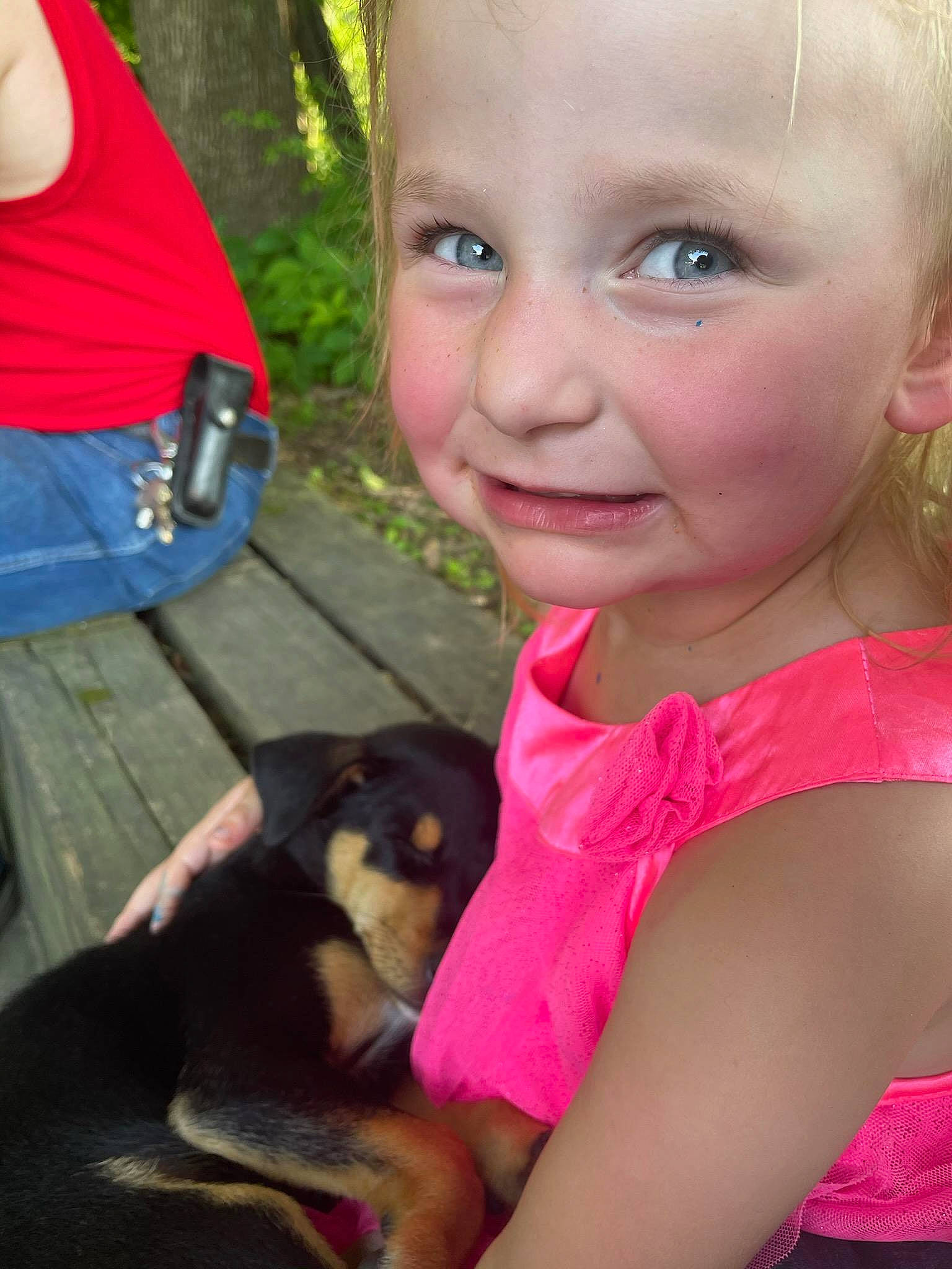 Ava is registered to the contest to win money with this photo: carnivore, companion_dog, dog, dog_breed, ear, finger, fun, grass, happy, iris, leisure, mammal, mouth, nose, people, person, pink, skin, smile, summer