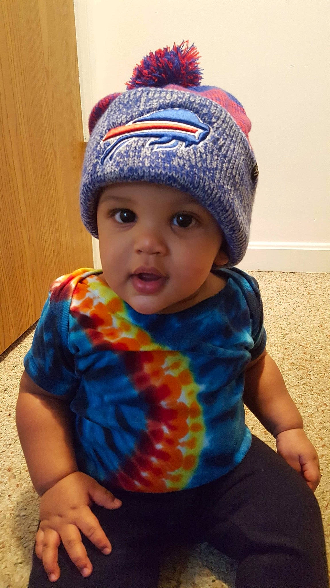 Ibrahim joined the competition — help win amazing prizes! baby, beanie, blue, bonnet, cap, child, clothing, crochet, electric_blue, fashion_accessory, hat, head, headgear, headwear, knit_cap, knitting, outerwear, person, textile, toddler