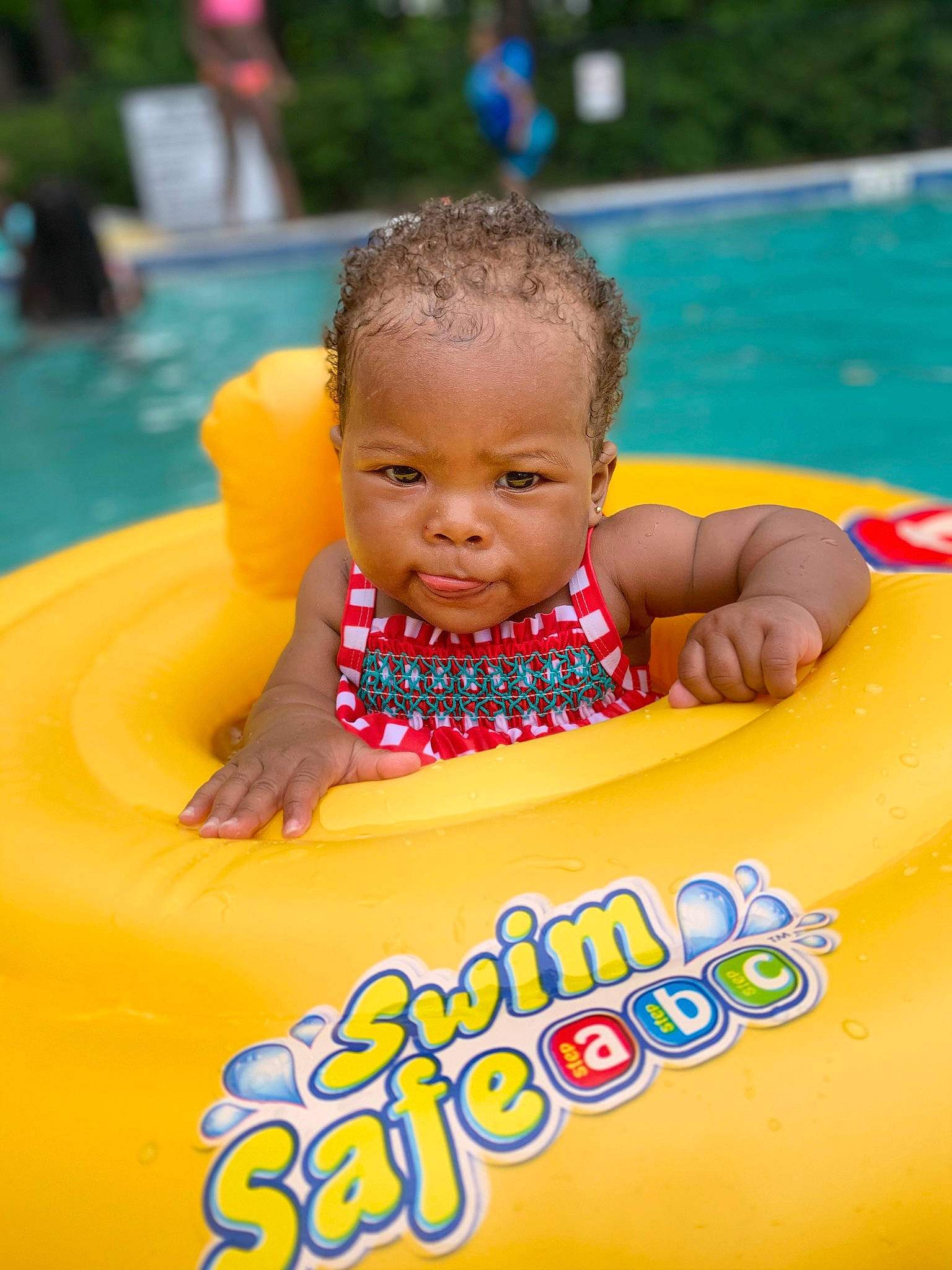 Ariya joined the competition — help win amazing prizes! baby, baby_float, baby_playing_with_toys, baby_products, baby_toddler_clothing, bathing, blue, child, facial_expression, fun, happy, inflatable, leisure, person, personal_protective_equipment, play, recreation, smile, swimming_pool, toddler