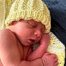 Jamie joined the competition — help win amazing prizes! newborn, baby, sleeping, hat, knitted_hat, blanket, yellow, soft_texture, infant, closeup, peaceful, skin, hand, portrait, cute, cozy, resting, indoors, warm, child
