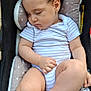 baby, sleeping, car_seat, onesie, child, infant, cushion, peaceful, relaxed, cute, fingers, legs, chubby, indoors, head, face, skin, foot, toe, clothing