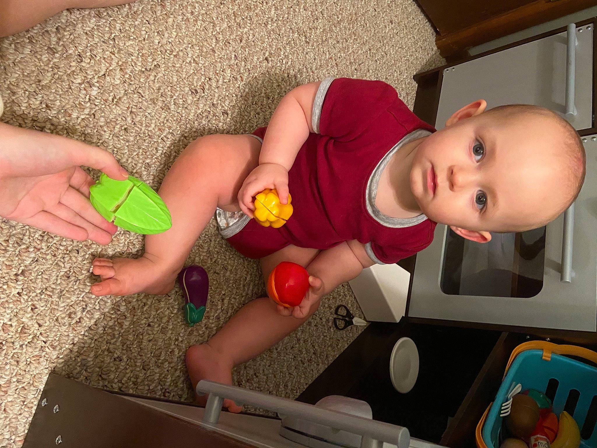 Blaine joined the competition — help win amazing prizes! baby, baby_products, baby_toddler_clothing, baby_toys, cheek, child, comfort, finger, flooring, fun, hand, mouth, person, product, room, skin, stuffed_toy, thumb, toddler, toy