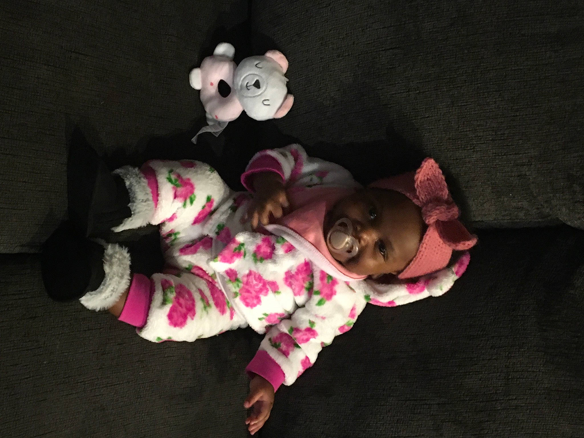 Aila joined the competition — help win amazing prizes! baby, baby_toddler_clothing, baby_toys, carmine, child, costume, darkness, doll, fun, fur, headwear, joy, magenta, person, pink, plush, room, sitting, sleeve, stuffed_toy