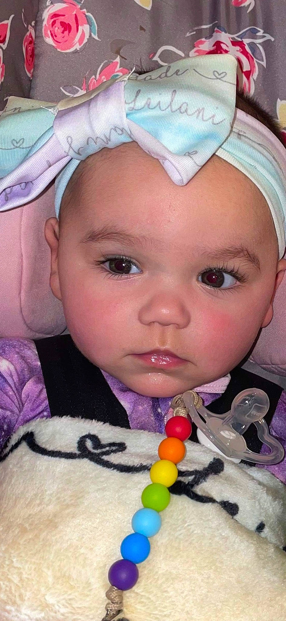 Leilani joined the competition — help win amazing prizes! balloon, cheek, chin, eyebrow, eyelash, facial_expression, happy, iris, lip, nose, organ, people, person, photograph, pink, product, purple, skin, textile, toddler