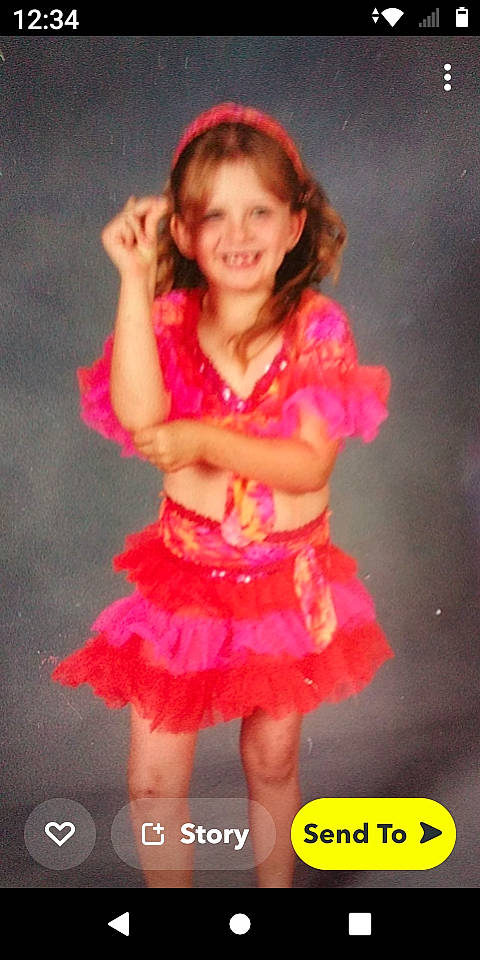 Meashka Chadwell joined the competition — help win amazing prizes! abdomen, baby_toddler_clothing, costume, dance, day_dress, entertainment, event, face, fashion_design, hair, happy, human_leg, joy, magenta, performing_arts, person, pink, ruffle, sleeve, smile