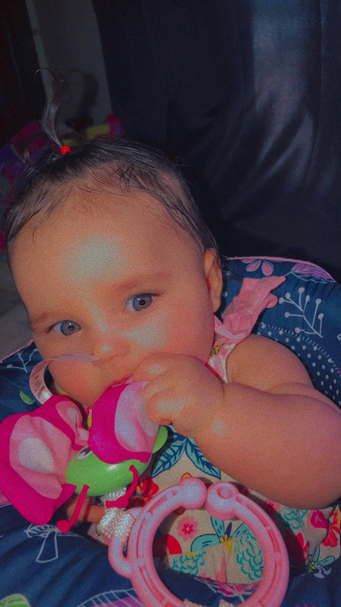 Kora is registered to the contest to win money with this photo: arm, baby_toddler_clothing, cheek, chin, ear, eyebrow, eyelash, facial_expression, hairstyle, hand, happy, human_body, iris, lip, mouth, nose, person, pink, purple, skin