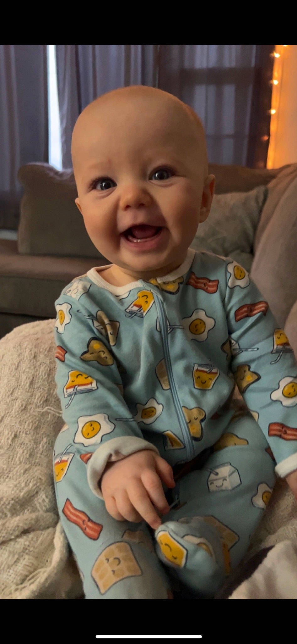 Knox joined the competition — help win amazing prizes! baby, baby_toddler_clothing, cheek, child, collar, comfort, curtain, eye, face, fun, happy, head, human_body, nose, pattern, person, sitting, skin, sleeve, smile