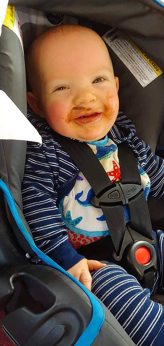 Hayden joined the competition — help win amazing prizes! baby, baby_carriage, baby_in_car_seat, baby_products, car_seat, child, joy, person, product, seat_belt, smile, toddler