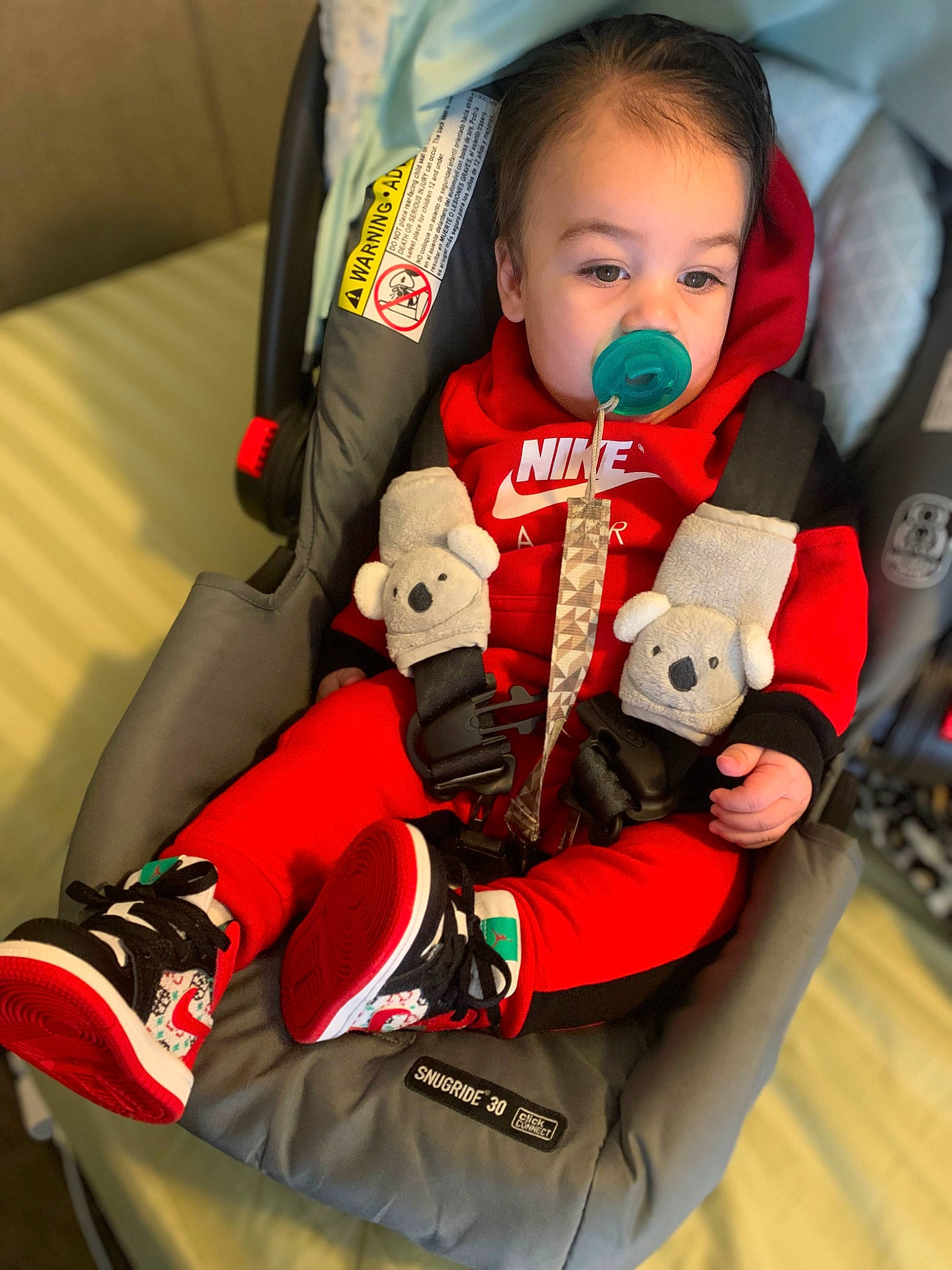 Jacob joined the competition — help win amazing prizes! baby, baby_carriage, baby_in_car_seat, baby_products, baby_safety, baby_sleeping, baby_toddler_clothing, car_seat, carmine, cheek, child, comfort, elbow, head, lap, person, personal_protective_equipment, red, seat_belt, sleeve